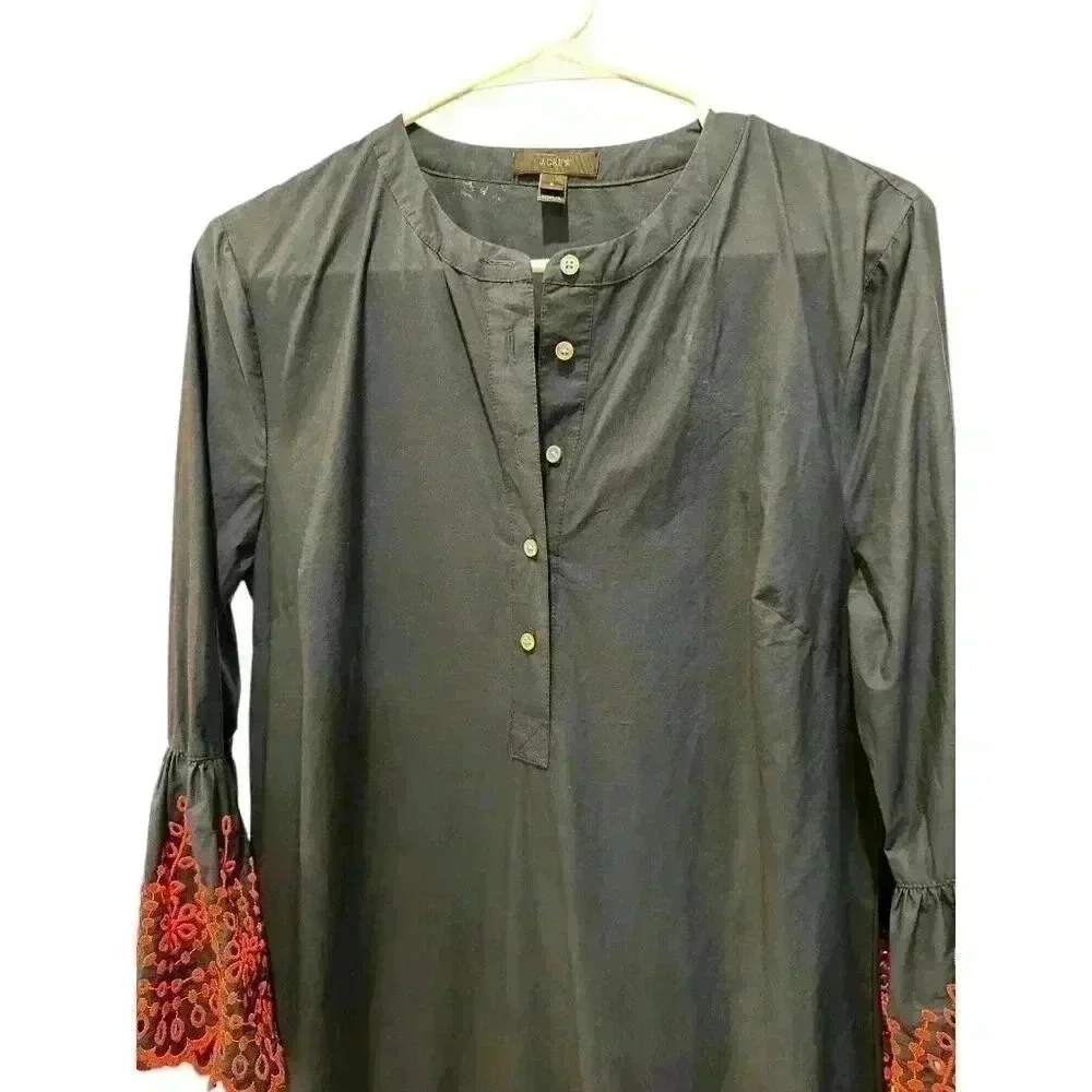 J. Crew Navy with Red Eyelet Embroidery Shift Dress Cotton Summer Size S, NWT.